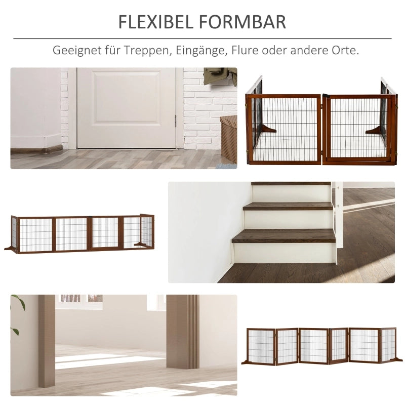 CANCELLETTO PER CANI Pieghevole 432 x 36 x 70 cm Legno di pino Acciaio Coffee