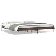 Letto matrimoniale | Letto per adulti | Giroletto Rovere Marrone 200x200cm in Legno Multistrato Metallo