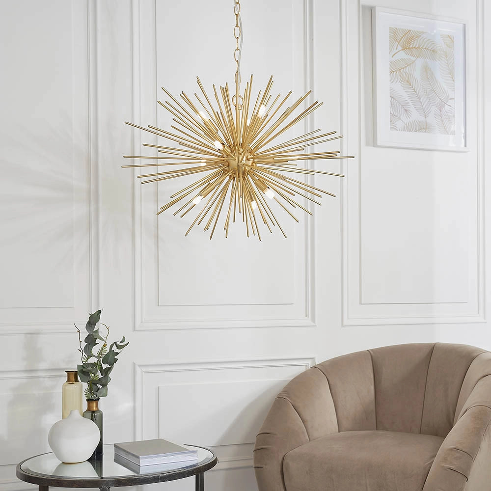 Lampadario Sputnik ORTA ottone satinato 9xG9 Endon