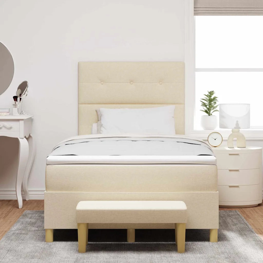 Letto a molle con materasso Crema 120 x 200 cm Tessuto