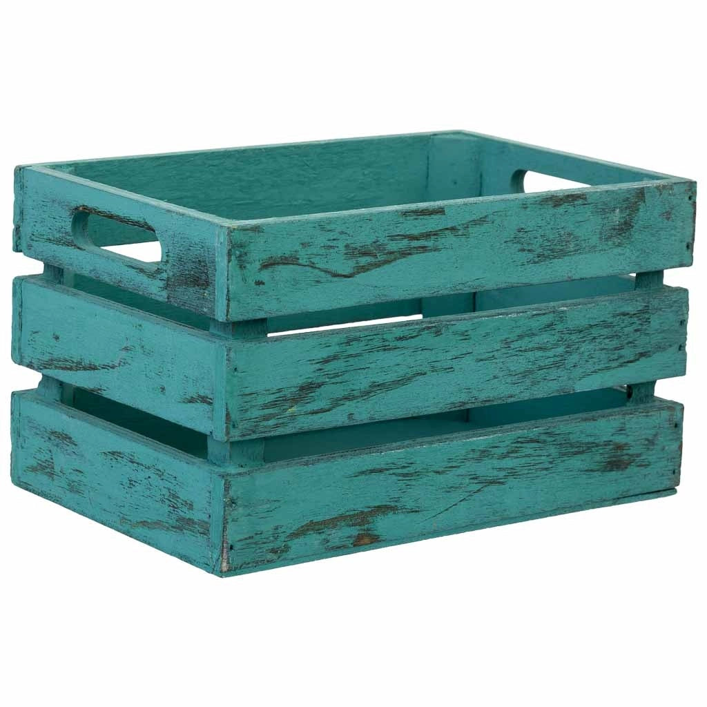 Cassetto in legno blu 18x12x10h cm