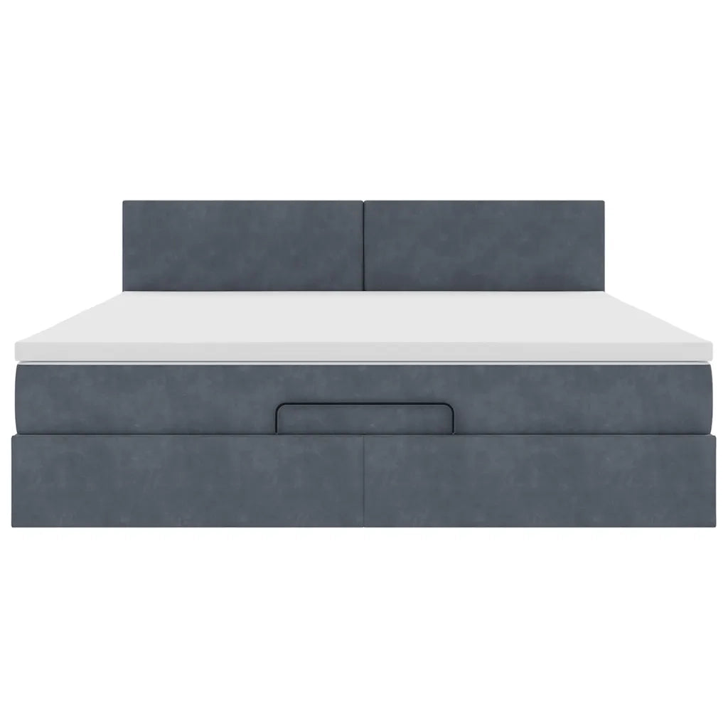 Struttura Letto Pouf con Materasso 160x200 cm in Velluto