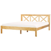Letto in marrone chiaro con Rete a Doghe Design Elegante 180 x 200 cm