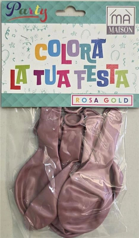MA MAISON PALLONCINI FESTA ORO ROSA METALLICO 8PZ 26CM Ø