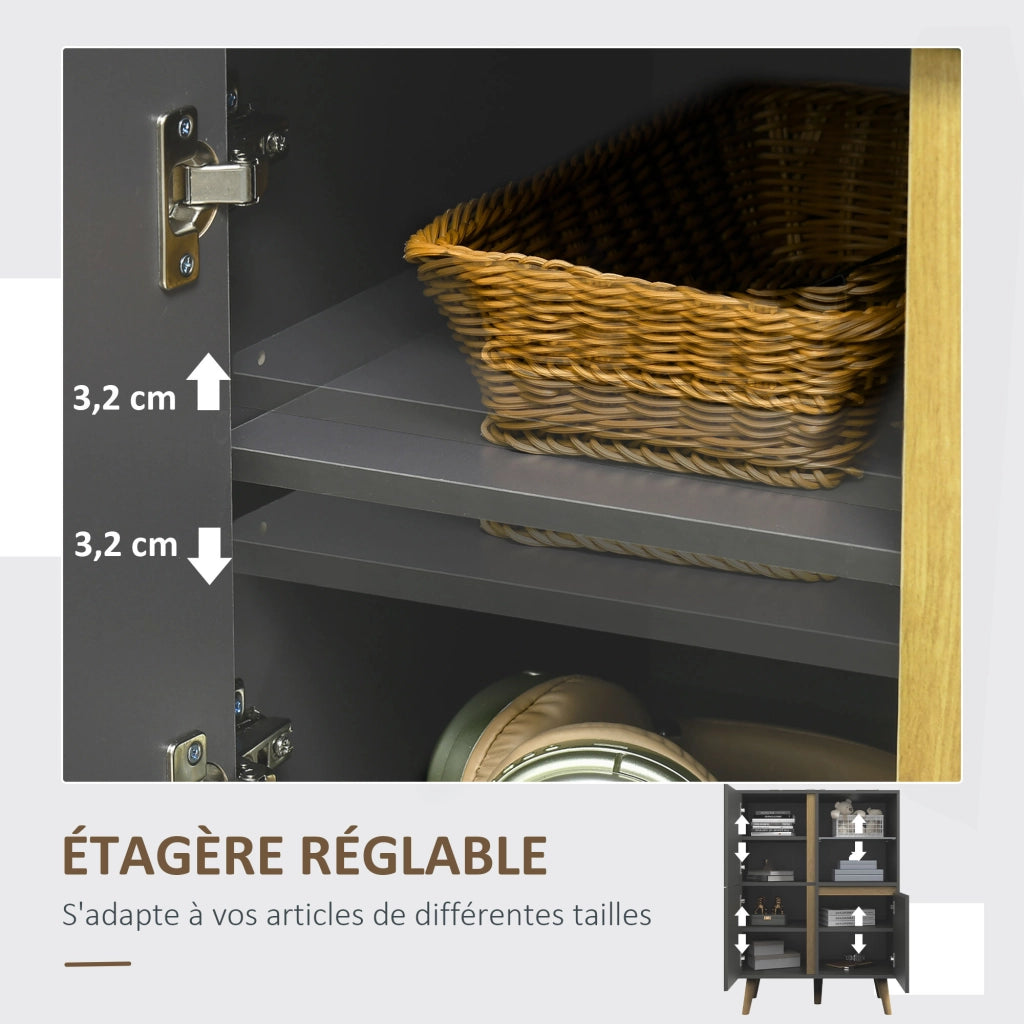 Scaffale moderno con ripiani regolabili ¨C Xylo ¨C legno massello grigio scuro 70x40x96 cm