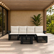 Set Divano da Giardino 6 pz Nero e Bianco Crema polyrattan 3436630