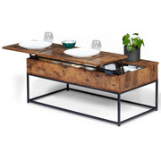 IDMarket - Tavolino DAYTON con piano sollevabile, effetto invecchiato, design industriale