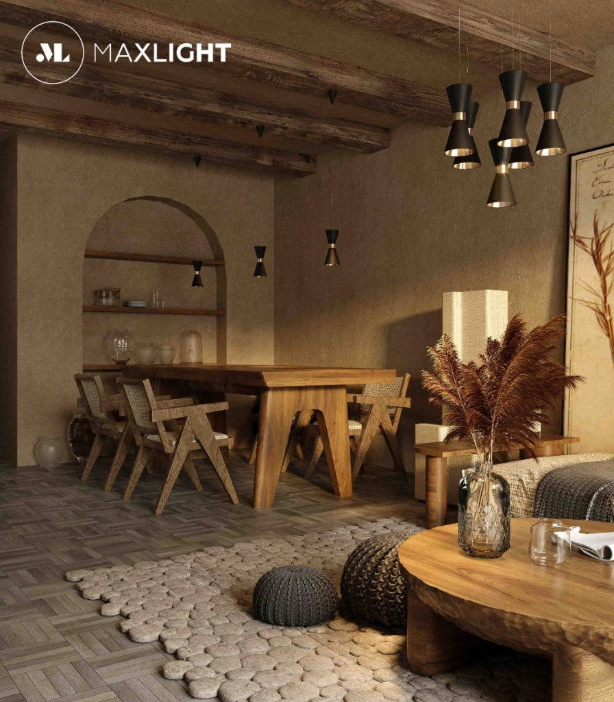 Lampada a sospensione CORNET LED 5W nero/oro Maxlight