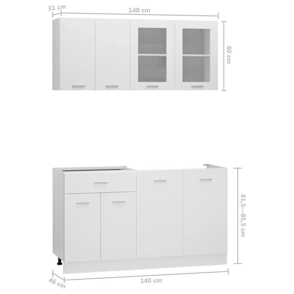 Set Armadi da Cucina 4 pz Lyon Bianco in Truciolato 3067655