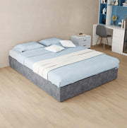 Struttura letto 140 x 200 cm in tessuto e metallo grigio