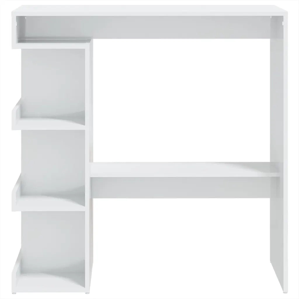 Tavolo da Bar con Ripiani Bianco Lucido 100x50x101,5 cm