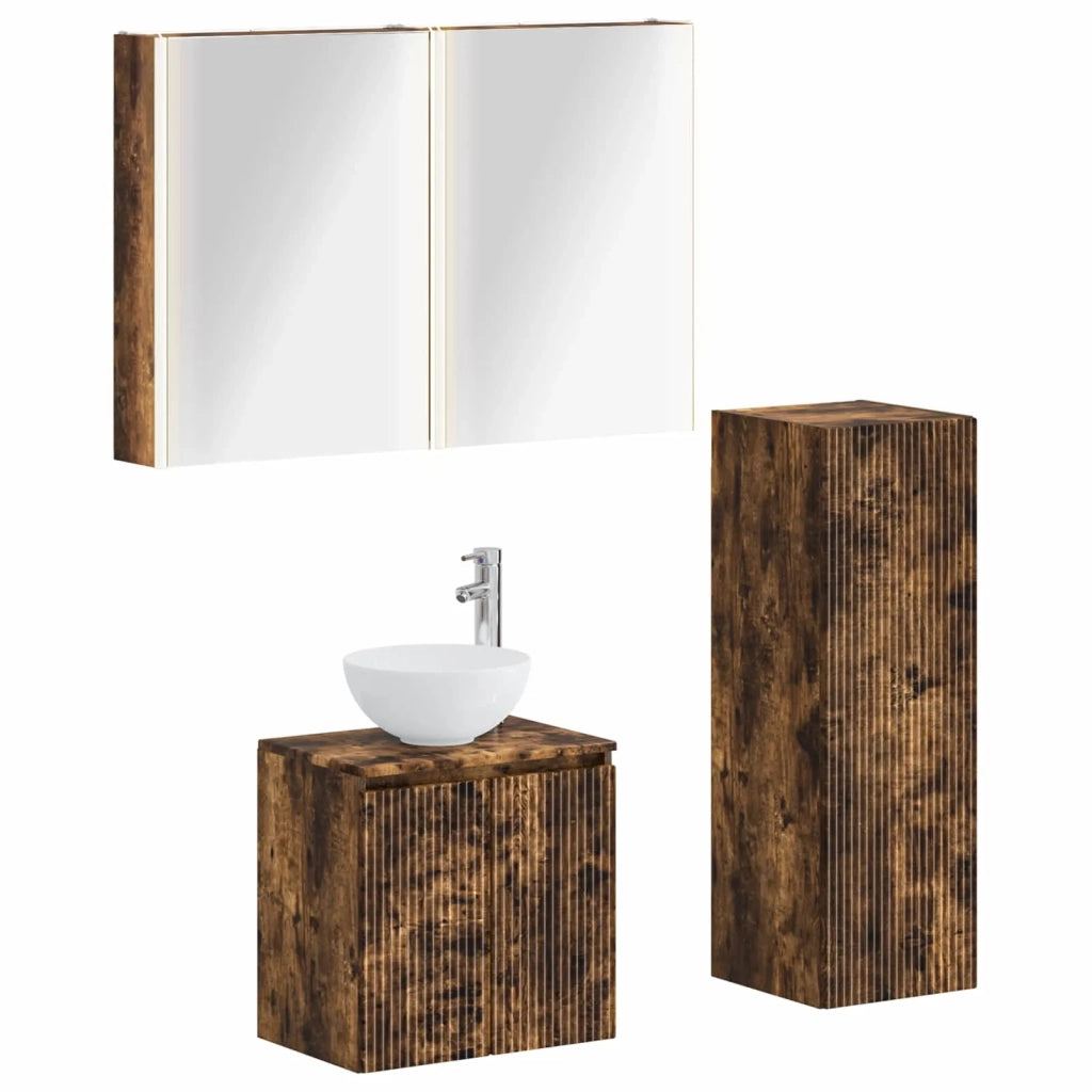 Set di mobili per il bagno 4 pcs Rovere Fumo 3407427