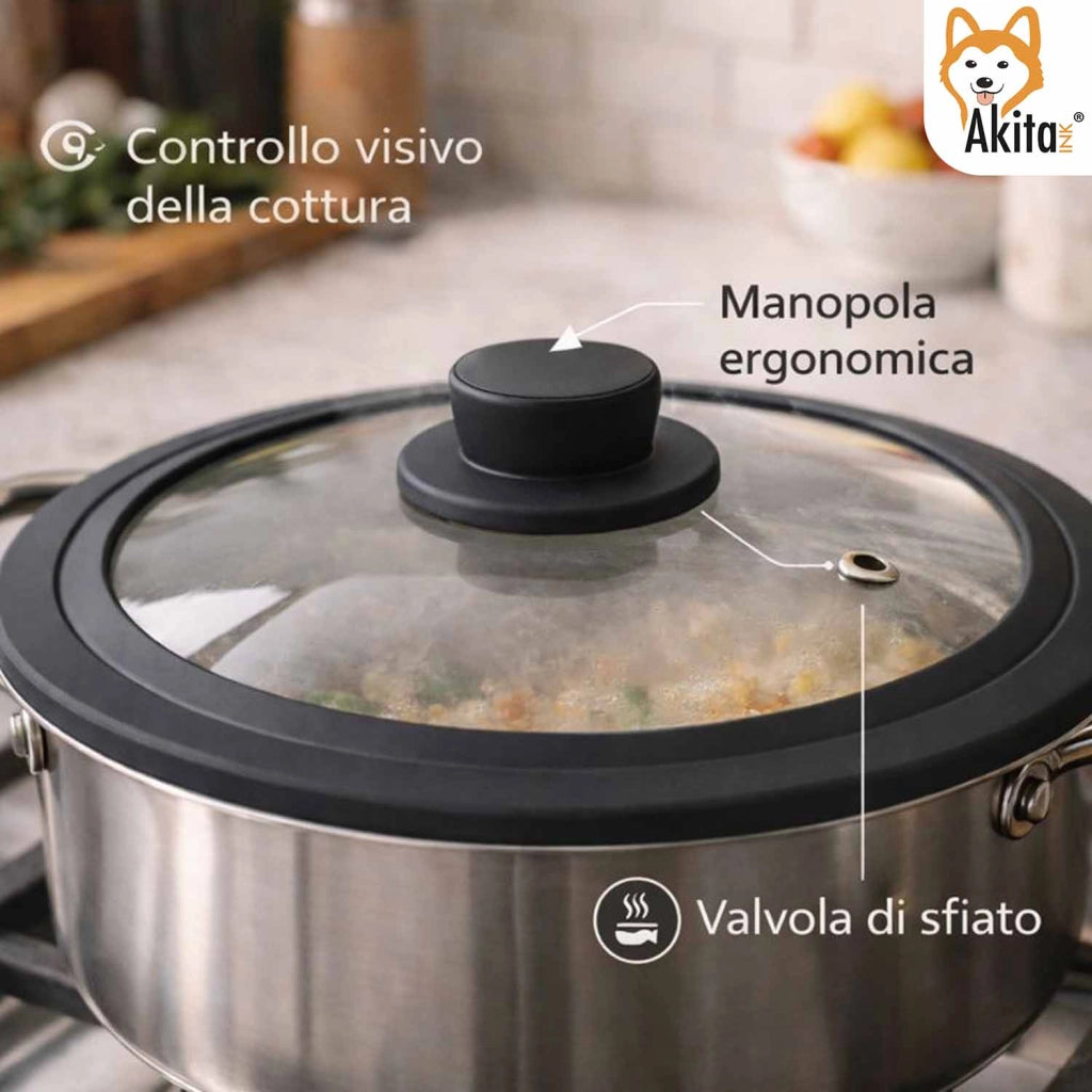 Akitaink Coperchio Vetro Silicone 22 24 26 cm