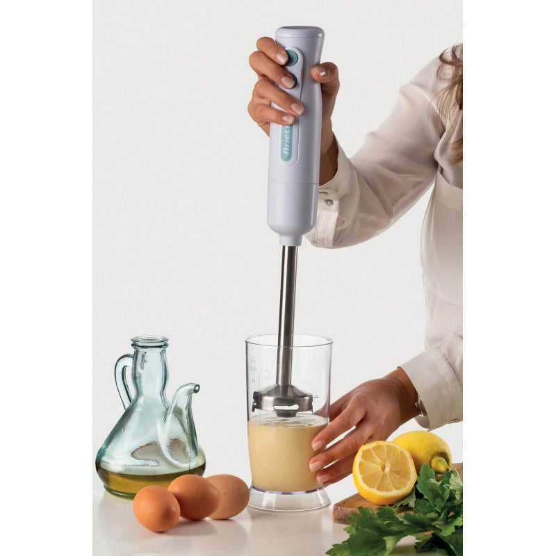 Pimer 3in1 700W, 2 velocità, lama inox, bicchiere trasparente - Bianco & Celeste