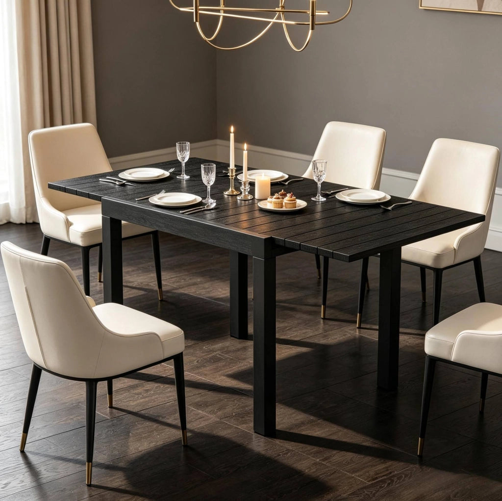 Tavolo da giardino allungabile 80-160 x 80 cm in alluminio nero