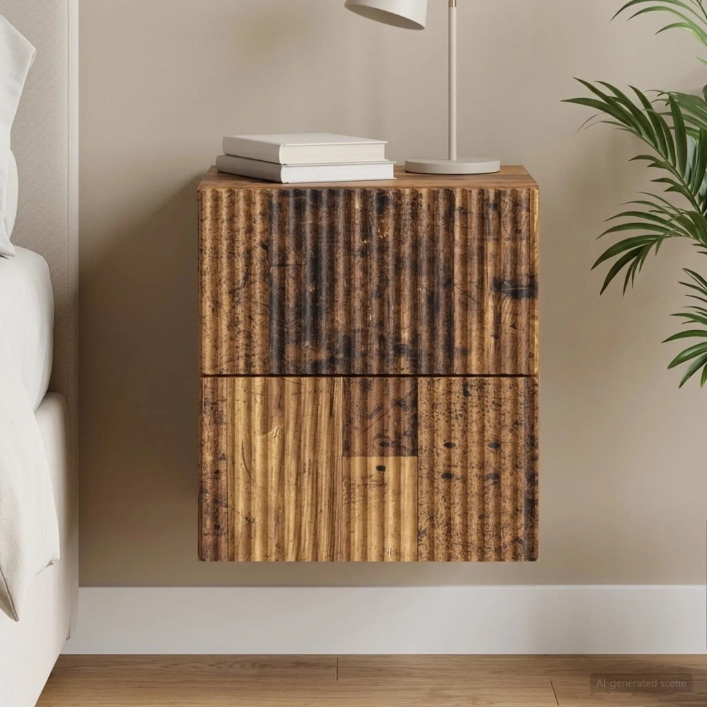 Mobiletto da notte a muro Legno antico 33 x 34,5 x 40 cm 898481