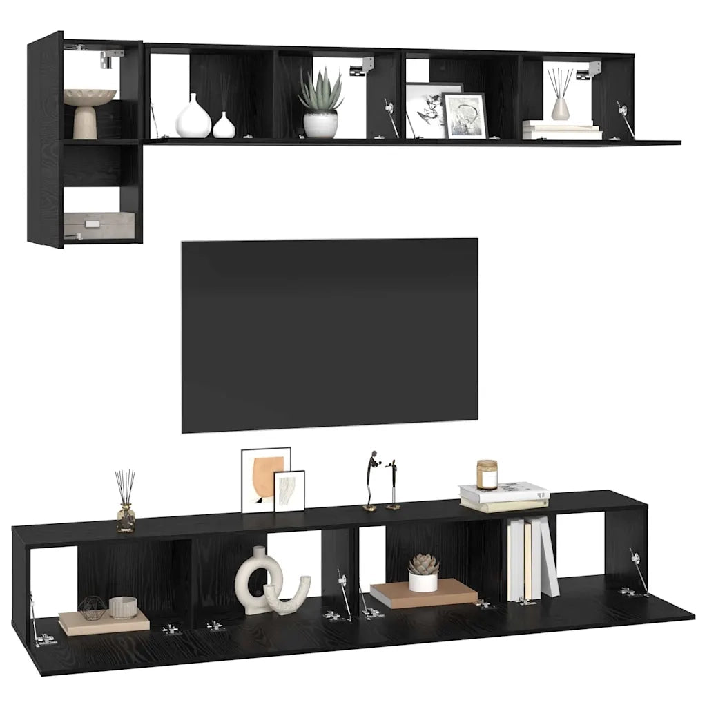Set mobile TV 5 pcs Rovere Nero Legno multistrato 3393196