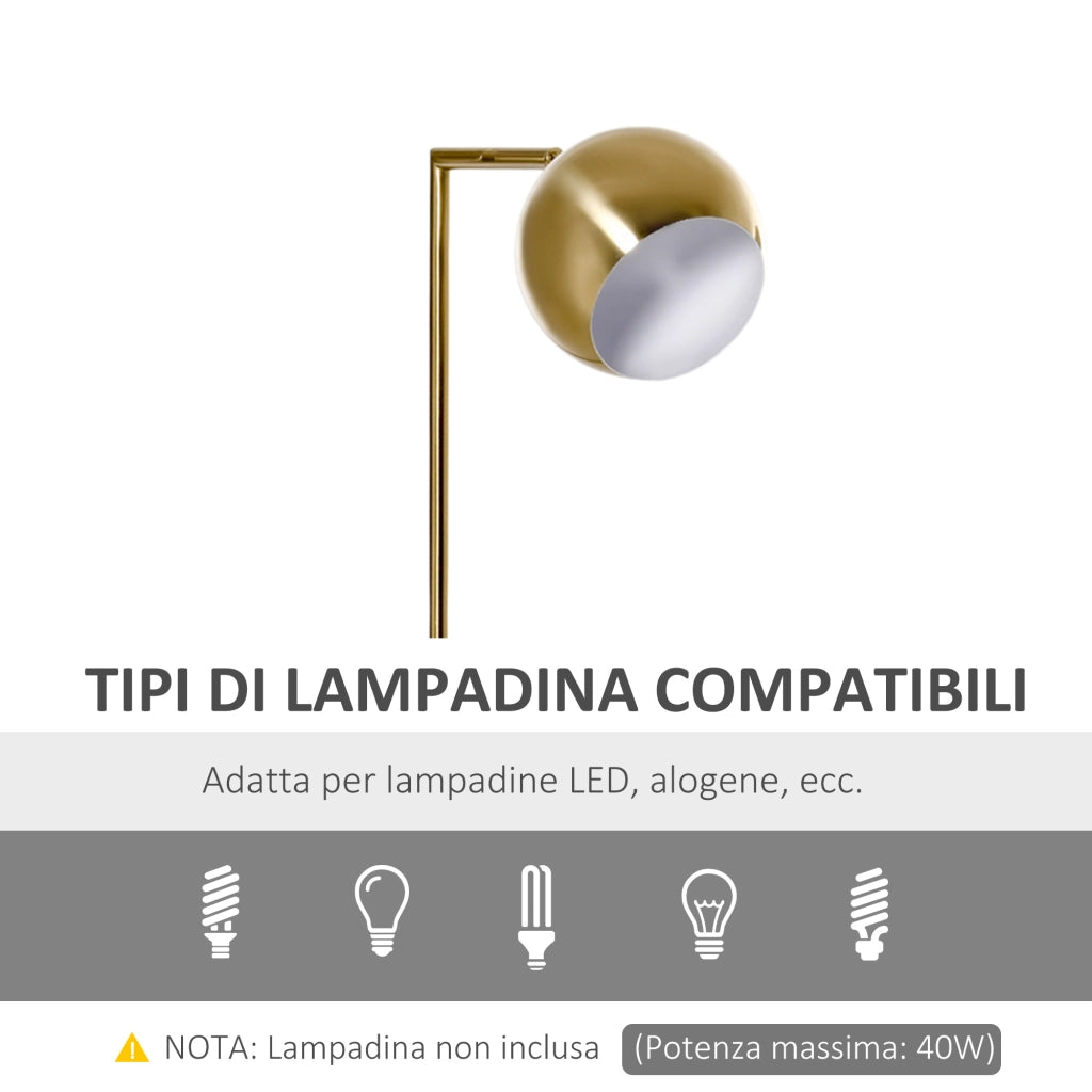 EASYCOMFORT  Lampada da Terra Moderna a Piantana Rotonda e Paralume Regolabile Lampada da Salotto e Camera Vintage - Oro