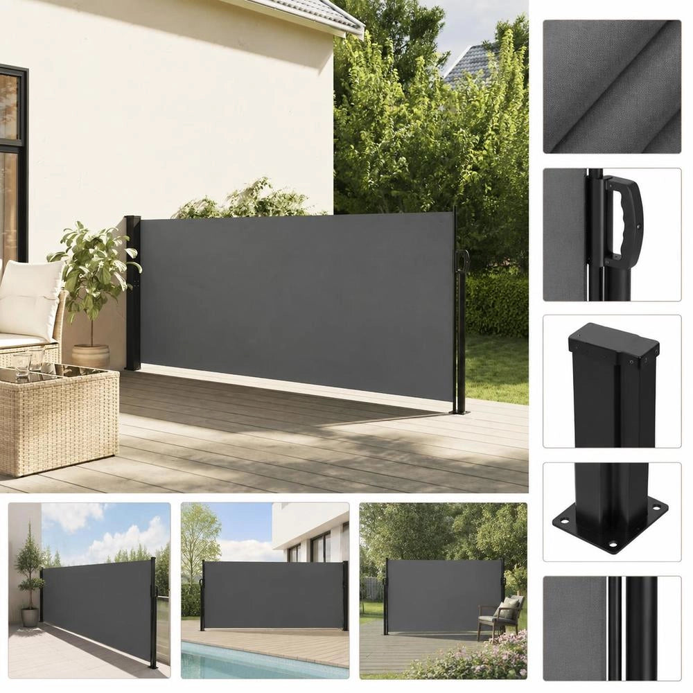 Extendable Side Awning, Anthracite, 140x500 Cm