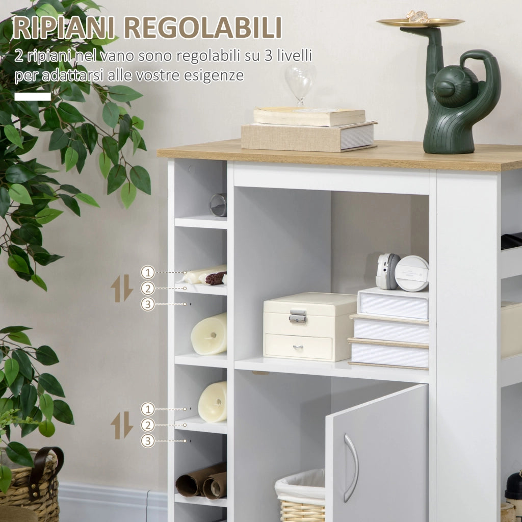 Carrello da Cucina con Armadietto e Ripiani Regolabili ¨C Minimal ¨C 75x39.5x88 cm Bianco