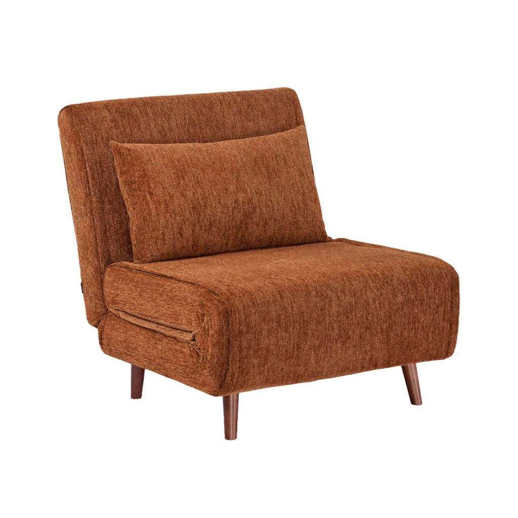 Poltrona letto convertibile in tessuto ciniglia, terracotta