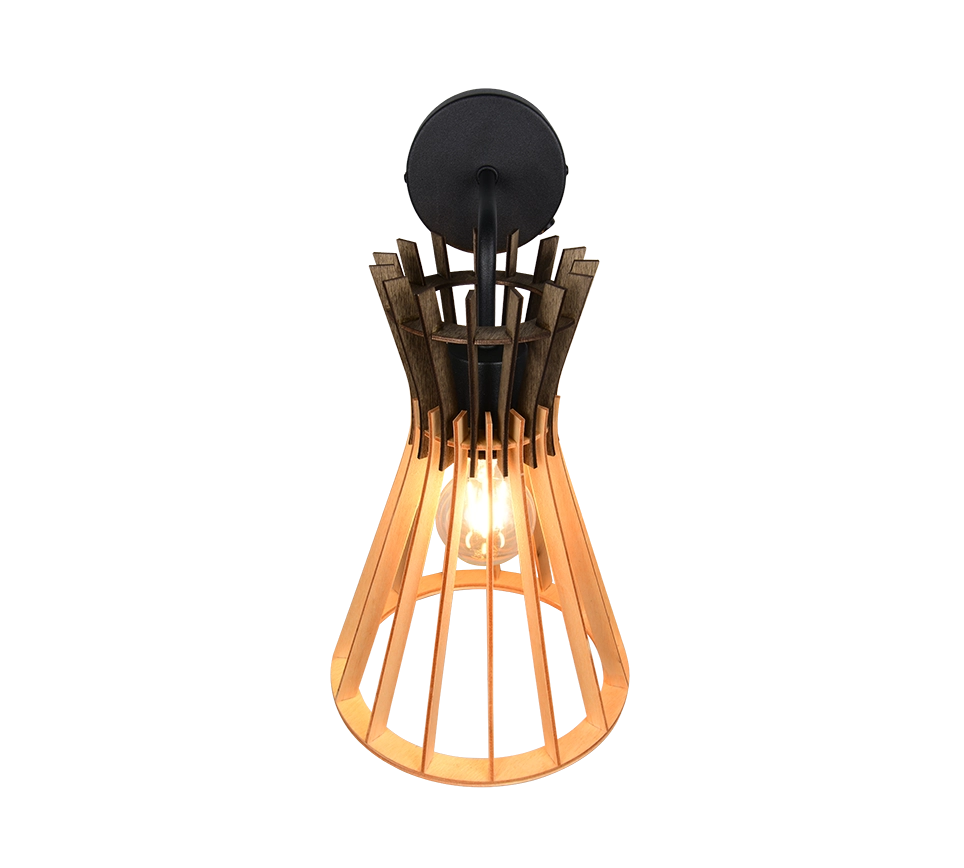 Applique, legno e metallo nero, H 36 cm, Alice
