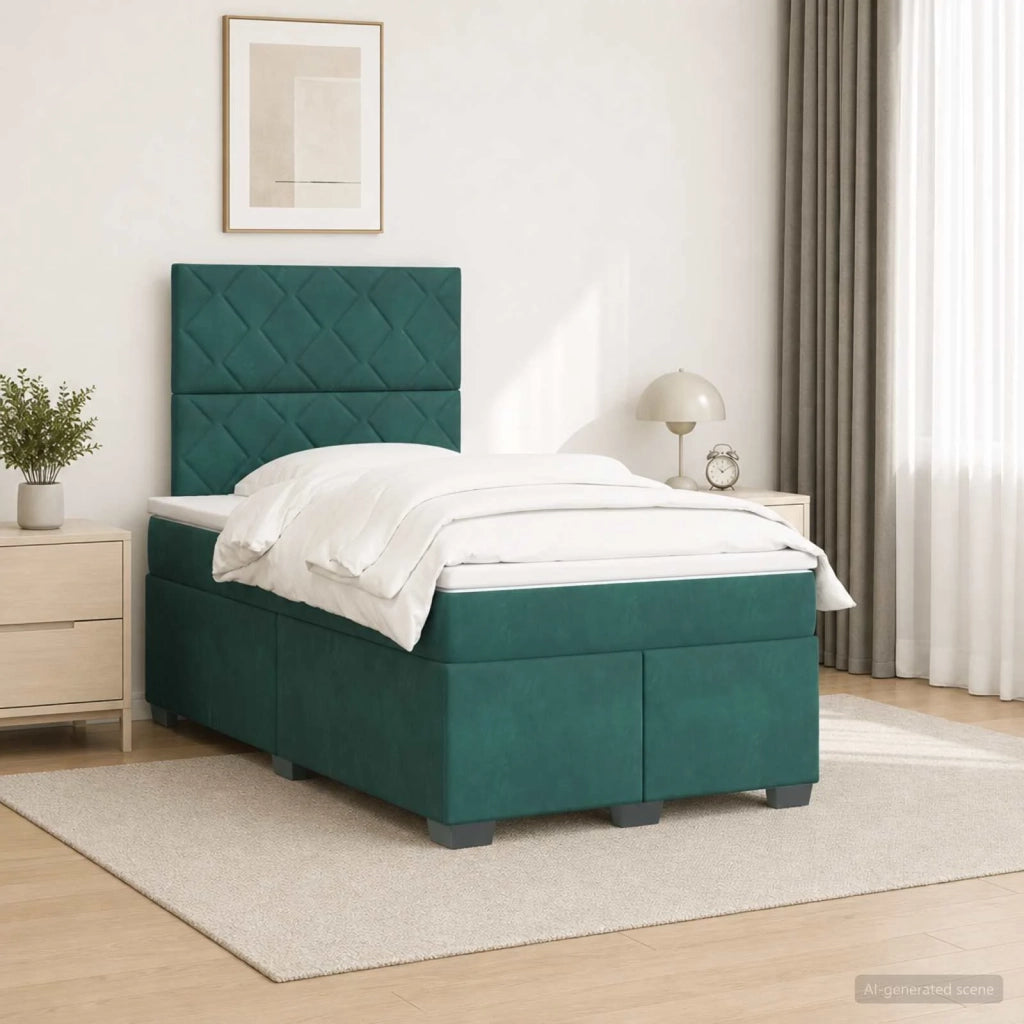 Letto box spring con materasso Verde Scuro 120 x 190 cm Velluto 3455075