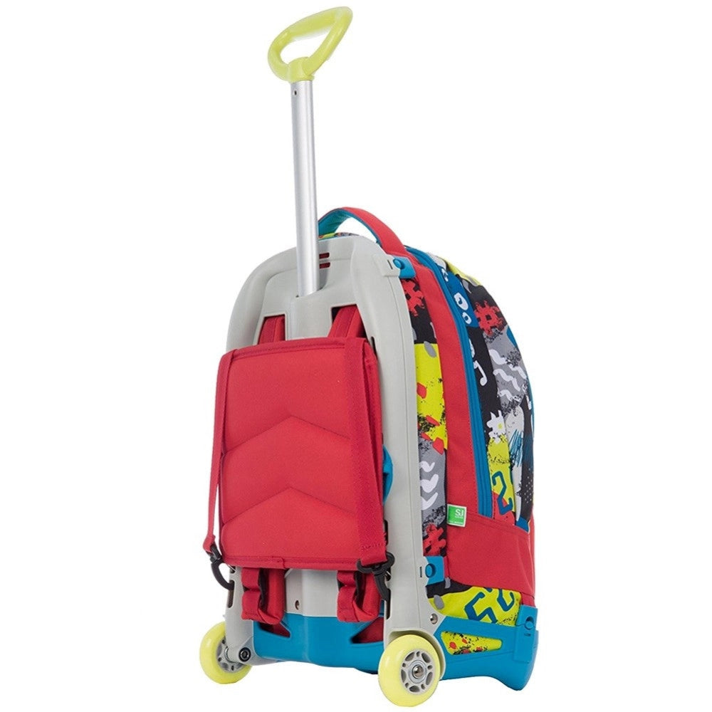 Trade Shop - Zaino Scuola Ragazzi Trolley 3in1 Jack Sj Carrello Rimovibile Rosso -