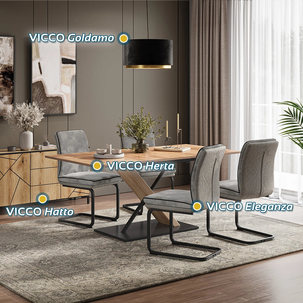 Vicco Sedia a sbalzo Grigio Set di 2