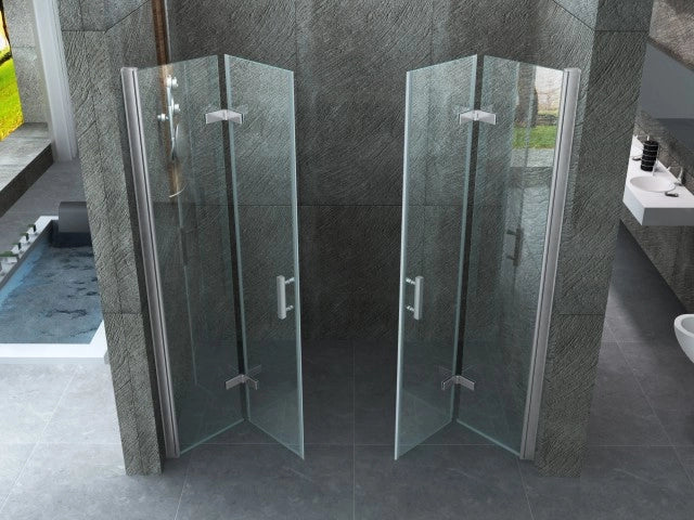Porta doccia a libro ingresso centrale cristallo 8mm trasparente h.195 SEA BIS 200 cm,Flacone anticalcare escluso
