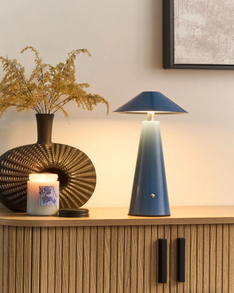 Lampada da tavolo blu a LED senza fili in ferro per interni Fungo moderno minimalista