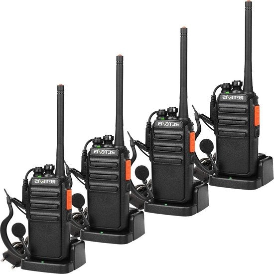 Walkie Talkie Cuffie RT24 PMR446-16Canali CTCSS-DCS VOX Ricaricabile Caricabatterie 1100mAh Batteria Li-ion 2 Paia Nero