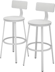 Sgabelli da bar Caracas, Bianco, 34 x 102 cm Set di 2, con poggiapiedi e struttura in metallo stabile