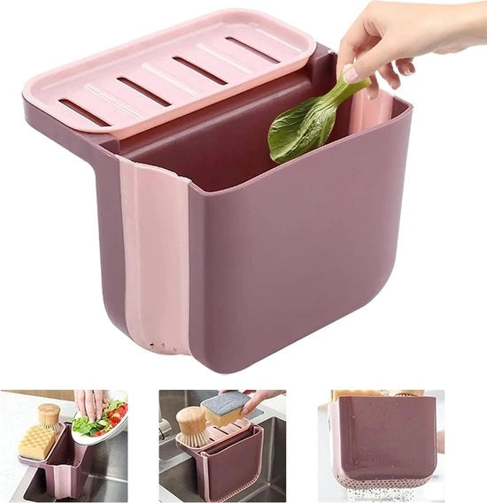 Separatore rifiuti asciutto e umido con chiusura a vite e zeppa per la cucina, set di strumenti per la cucina, separatore rifiuti per la cucina, porta del separatore rifiuti per la cucina (rosa)