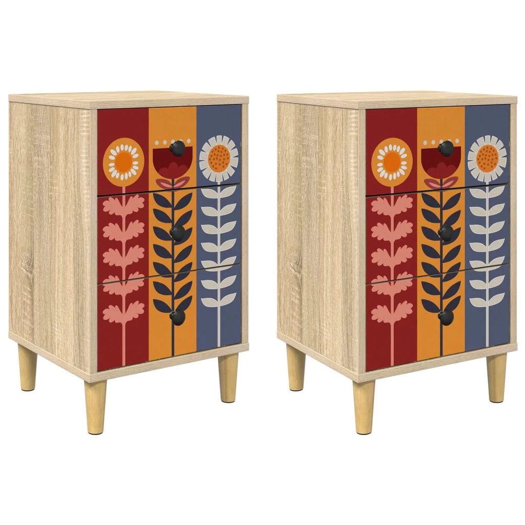 Armadio da Notte ESSEN 2 pz Rovere Sonoma 36 x 33 x 60 cm 8007296