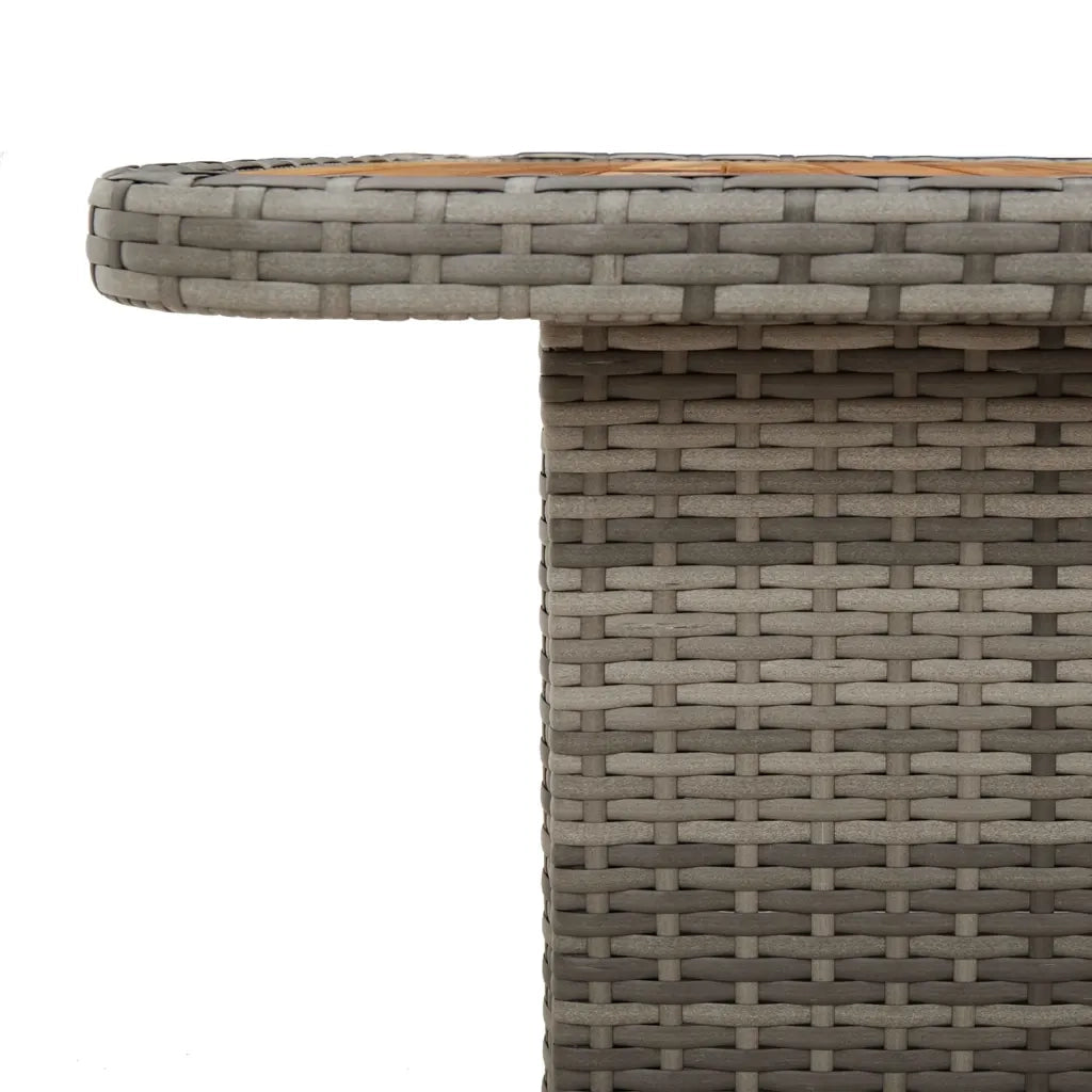 Tavolo Giardino Grigio 90x55x71 cm in Polyrattan e Legno Acacia 368276