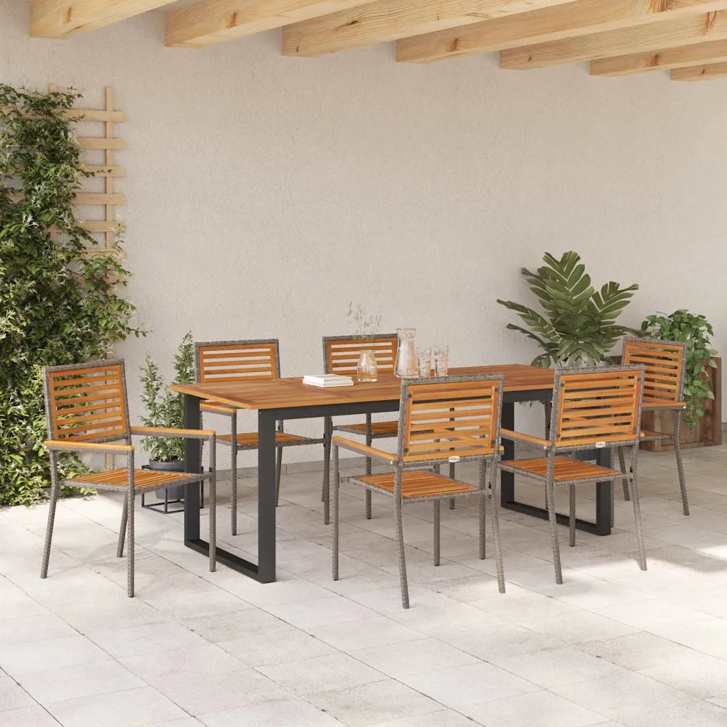 Set da Pranzo per Giardino 7 pcs Grigio
