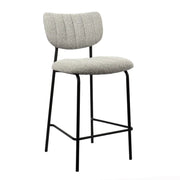 Sedia da banco VENTURA – Tessuto grigio chiaro – Piedi in metallo nero – Altezza 97 cm – Stile design/industriale