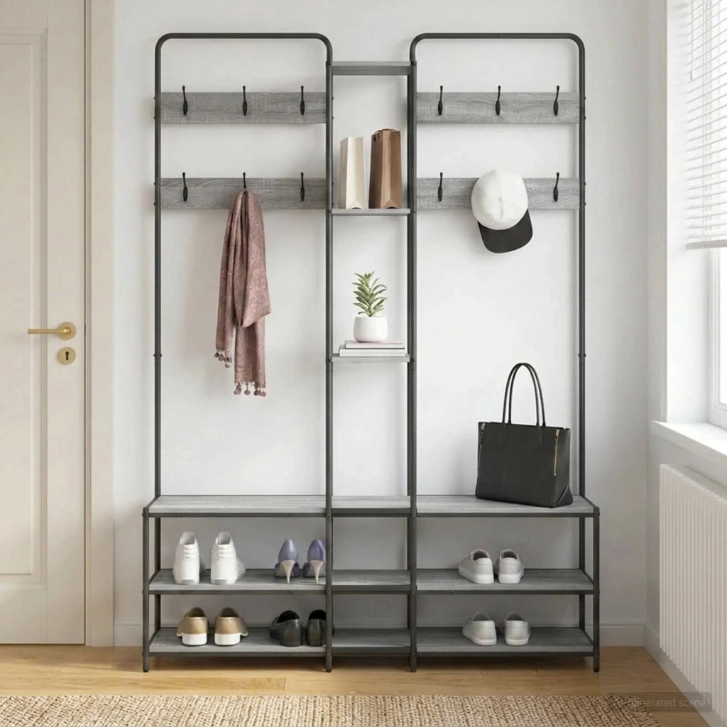 Appendiabiti con panca per scarpe Sonoma grigio 8012047