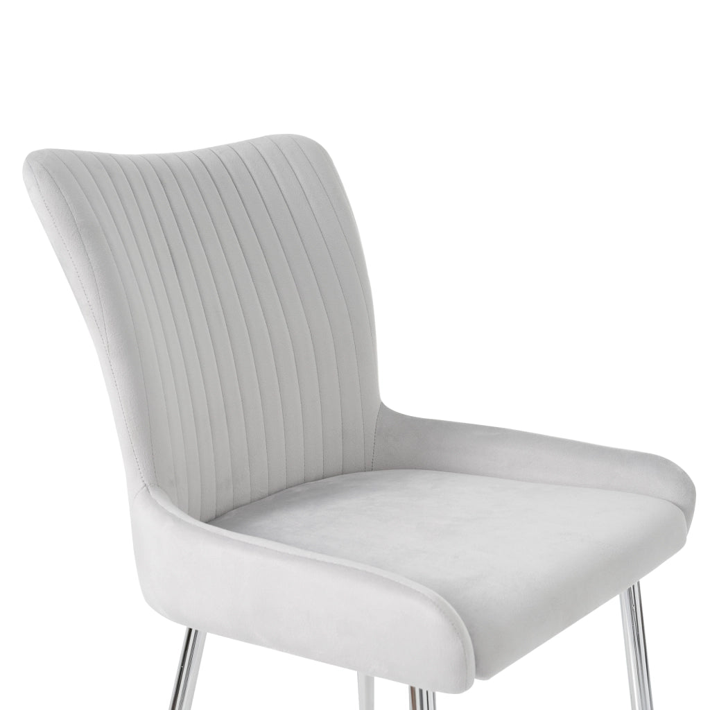 Sedia da Pranzo Set da 6 con Schienale Ergonomico e Gambe in Metallo, in Velluto Grigio