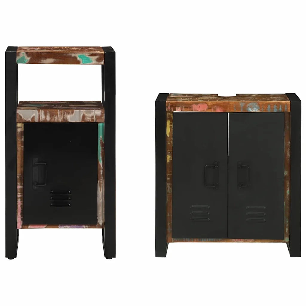 Set di mobili per il bagno 2 pcs Legno Recuperato Massello