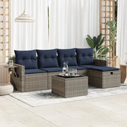 Set Divano da Giardino 6 pz con Cuscini Grigio in Polyrattan 3325477