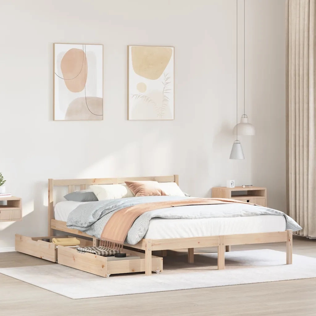 Letto senza Materasso 135x190 cm in Legno Massello di Pino 3301626
