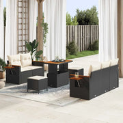 Set Divano da Giardino con cuscino 8 pcs Nero e Crema