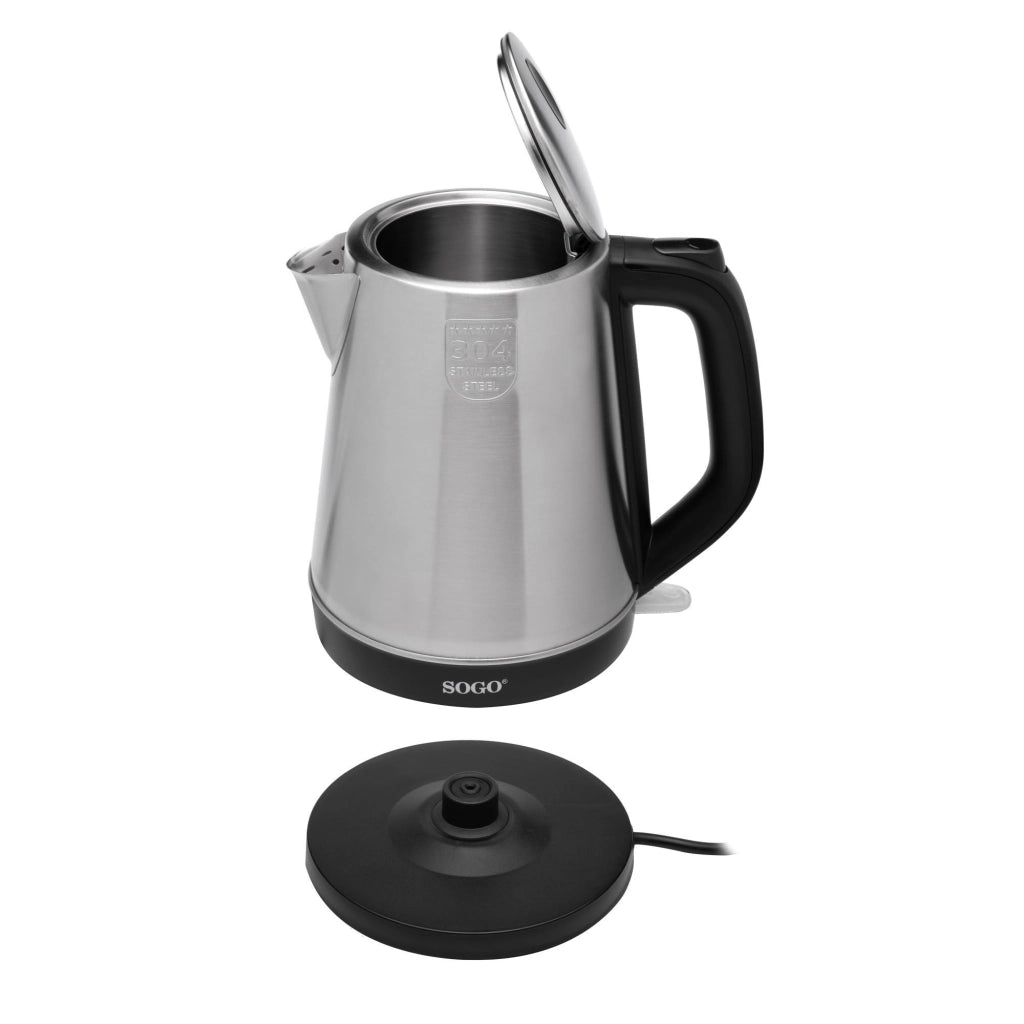 Bollitore elettrico cordless acciaio inox 1,7L, resistenza nascosta 2200W, spegnimento automatico cucina - SOGO