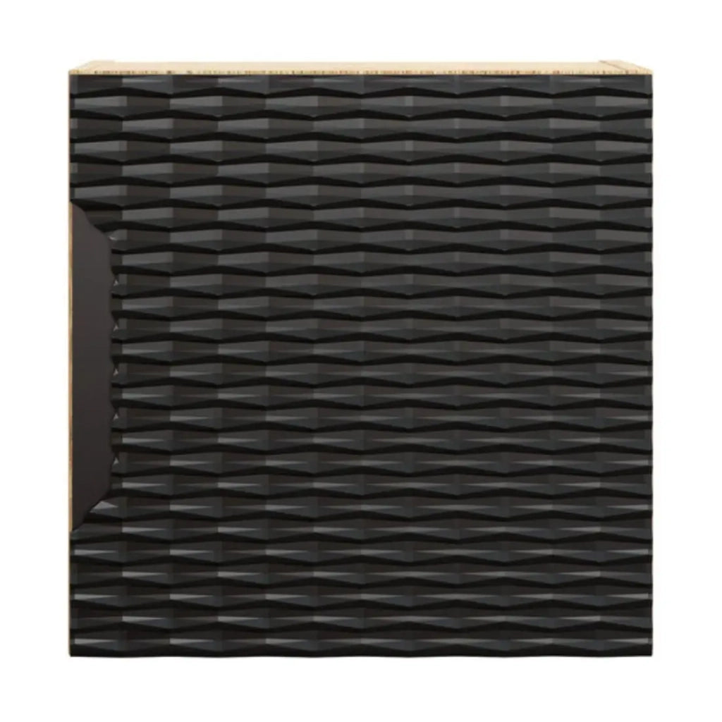 Mobile da parete YOKA – 1 anta – Rovere chiaro e nero – L35 × P19 × H35 cm – Da appendere