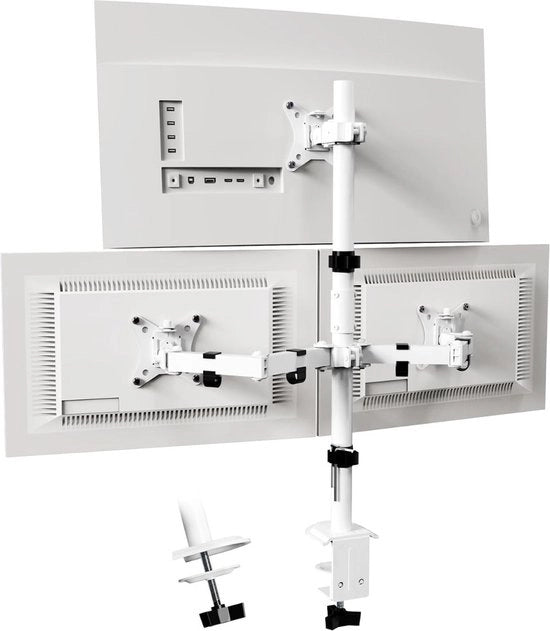 Monitorarm 3 schermen - Braccio per monitor con gancio per parete - Monitorarm per 3 schermi - Braccio per monitor con gancio per parete - Monitorarm per 3 schermi - Monitorarm triplo - Rotativo, inclinabile e regolabile in altezza