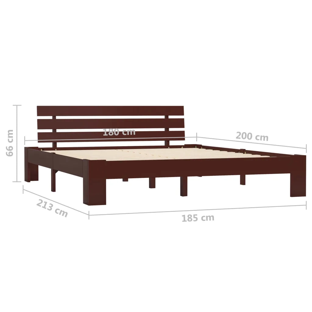 Letto matrimoniale | Letto per adulti | Giroletto senza Materasso Marrone Scuro 180x200 cm in Pino