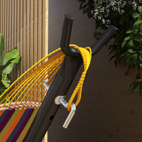 Supporto per Amaca max 150kg con Tavolino Integrato 285x125x110 cm in Acciaio Nero