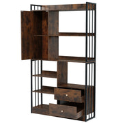 Libreria con ripiani; ante e cassetti - per soggiorno - in truciolato - 100×30×173.5 cm